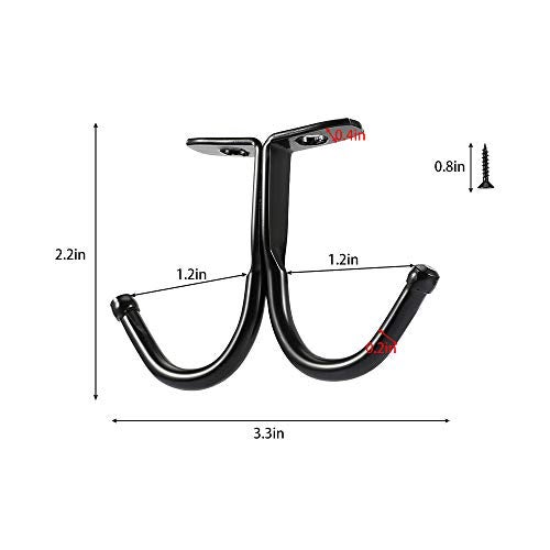 Picowe 6 Pcs Double Prong Ceiling Hook - Under Shelf Coat Hooks Bathroom Towel Bedroom Robe Hook for Hanging Baseball Cap, Coat, Clothes and Jewelry (Black) - Image 2