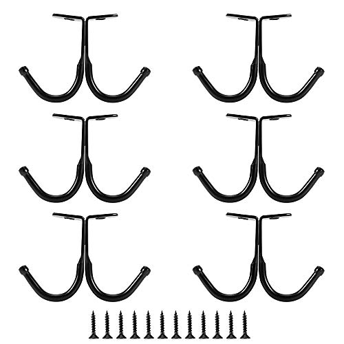 Picowe 6 Pcs Double Prong Ceiling Hook - Under Shelf Coat Hooks Bathroom Towel Bedroom Robe Hook for Hanging Baseball Cap, Coat, Clothes and Jewelry (Black) - Image 1