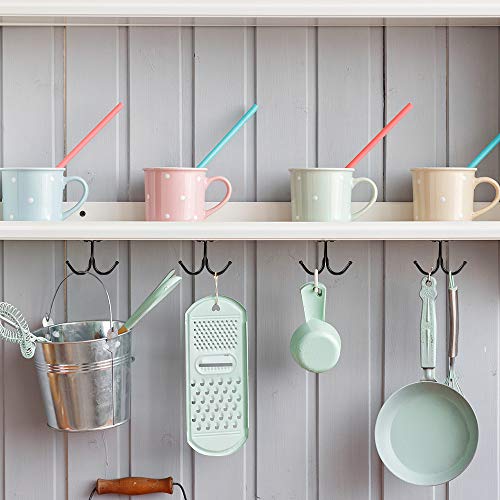 Picowe 6 Pcs Double Prong Ceiling Hook - Under Shelf Coat Hooks Bathroom Towel Bedroom Robe Hook for Hanging Baseball Cap, Coat, Clothes and Jewelry (Black) - Image 5
