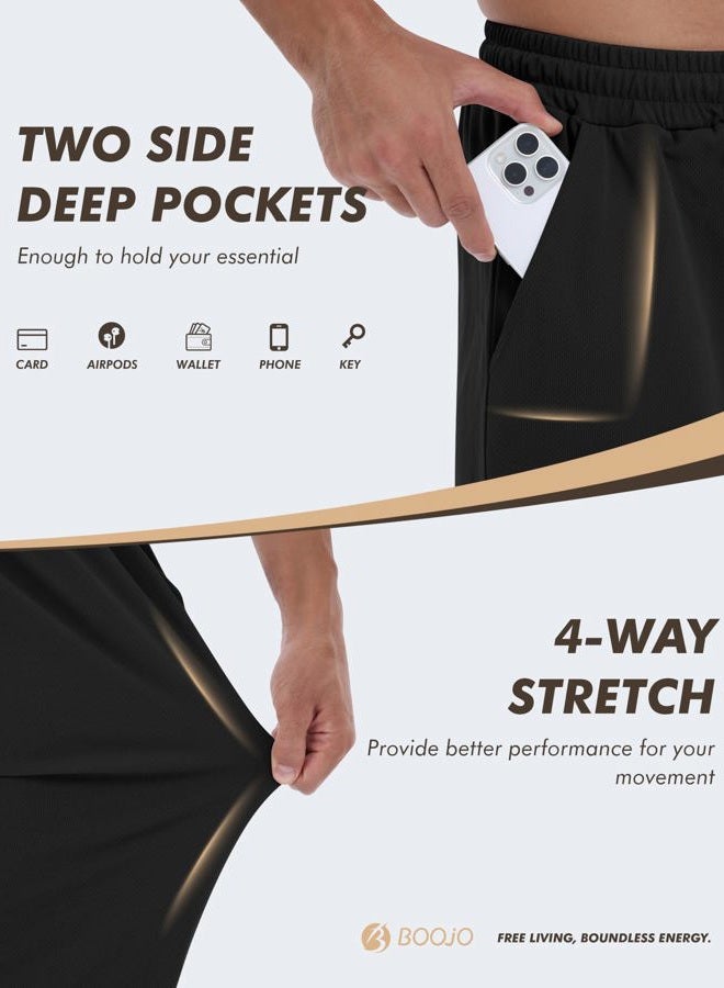 BOOJO 3 Pack Mens Sweatpants with Pockets - Mesh Open Bottom Athletic Joggers for Men Loose Fit Gym Workout Running Pants, 4-black/Dark Grey/Light Grey, M - Image 4