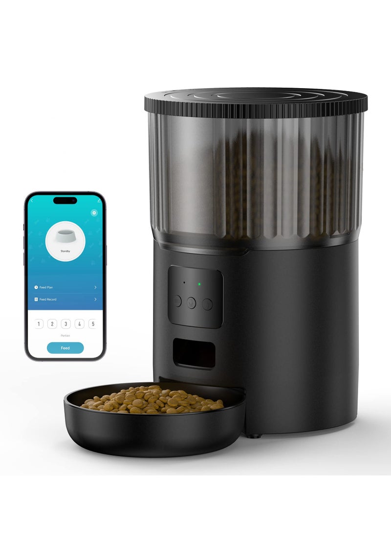 عربست وحدة تغذية القطط الأوتوماتيكية، وحدة تغذية الكلاب المؤقتة مع تسجيل صوتي لتناول الطعام لمدة 10 ثوانٍ، موزع طعام القطط/الكلاب سعة 4 لتر مع جدول مخصص، ما يصل إلى 12 حصة 10 وجبات في اليوم، التحكم في التطبيق - Image 1