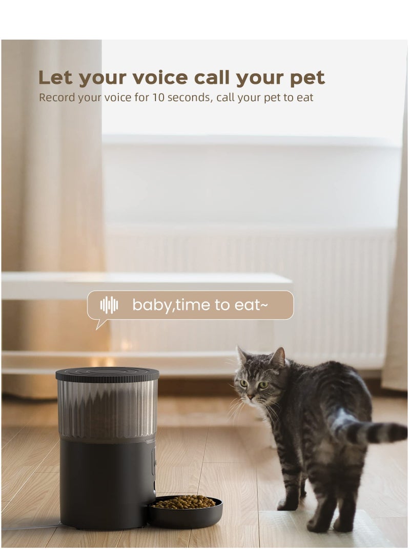 عربست وحدة تغذية القطط الأوتوماتيكية، وحدة تغذية الكلاب المؤقتة مع تسجيل صوتي لتناول الطعام لمدة 10 ثوانٍ، موزع طعام القطط/الكلاب سعة 4 لتر مع جدول مخصص، ما يصل إلى 12 حصة 10 وجبات في اليوم، التحكم في التطبيق - Image 3