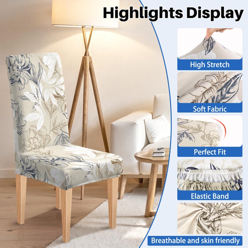 Dioxide High Stretch Chair Covers for Dining Chairs, Washable Dining Chair Covers Set of 6, Soft Kitchen Chairs Seat Covers, Parsons Chair Slipcovers Protectors for Home Hotel Restaurant Banquet - Image 5
