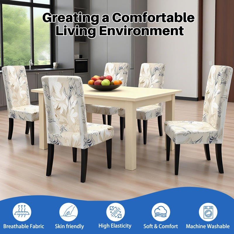 Dioxide High Stretch Chair Covers for Dining Chairs, Washable Dining Chair Covers Set of 6, Soft Kitchen Chairs Seat Covers, Parsons Chair Slipcovers Protectors for Home Hotel Restaurant Banquet - Image 3