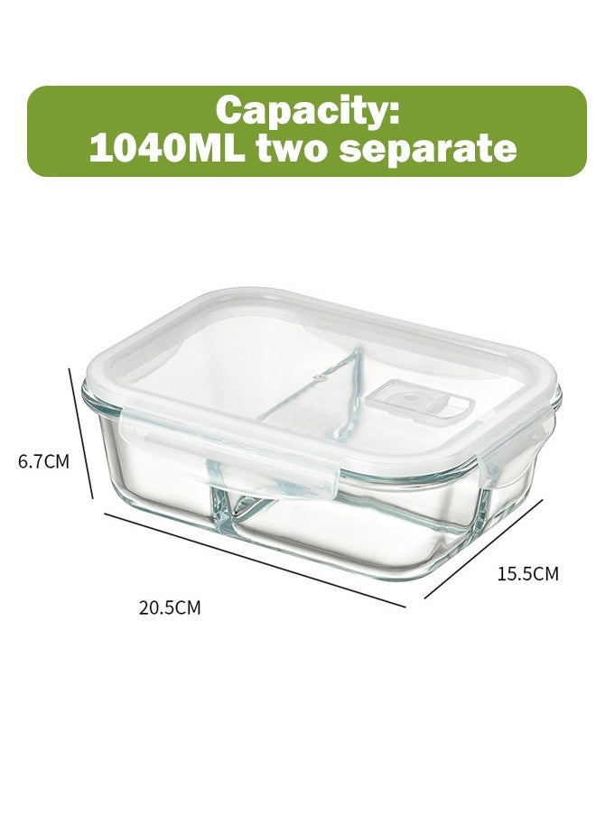VOGMAX - 3PCS Glass Storage High borosilicate material office worker lunch box, microwave oven partition type student glass crisper lunch box - Image 1
