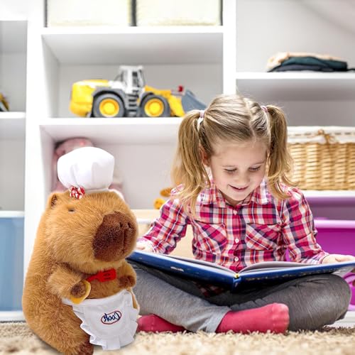 Ditucu Cute Capybara Plush with Cooking Chef Hat Holding Kitchen Shovel Soft Capibara Stuffed Animal Plushies Toys Hugging Gifts for Kids Brown 86 inch - Image 5