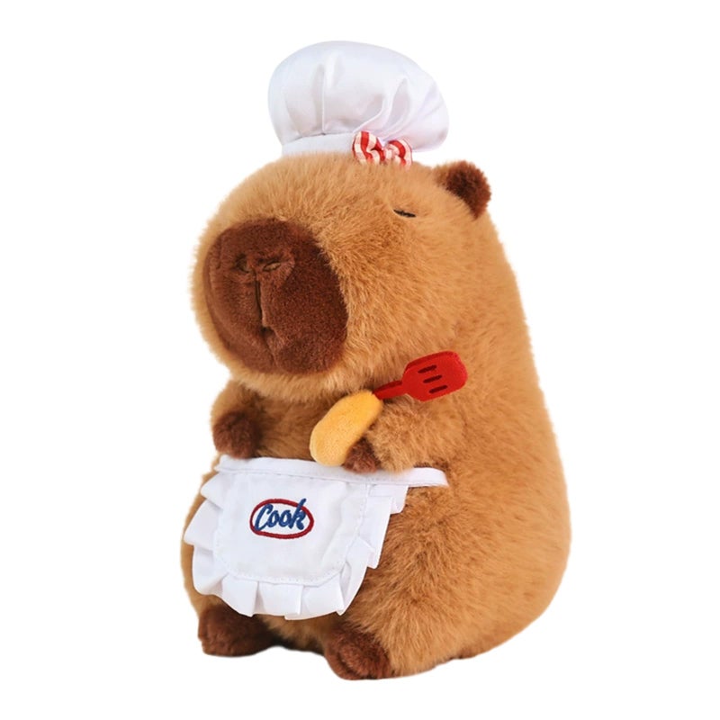 Ditucu Cute Capybara Plush with Cooking Chef Hat Holding Kitchen Shovel Soft Capibara Stuffed Animal Plushies Toys Hugging Gifts for Kids Brown 86 inch - Image 3