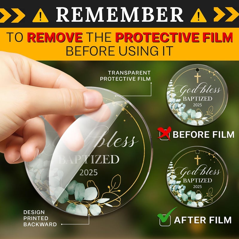 HEXMOZ God Bless Baptized Ornament 2025 - Christian Easter Baptism Gifts for Boys, Girls, Adults - Cross Christening Gift for Baby Boy Girl Godson Goddaughter - Acrylic Christmas Keepsake Decoration - Image 2