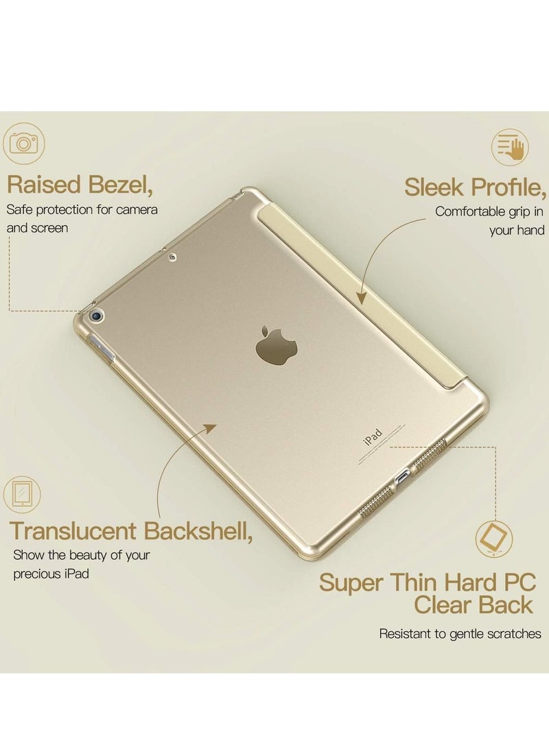 iPad 10.2 Case - Compatible with 9th Generation (2021), 8th Generation (2020), 7th Generation (2019) - Slim Translucent Hard PC Protective Smart Cover with Stand - Gold