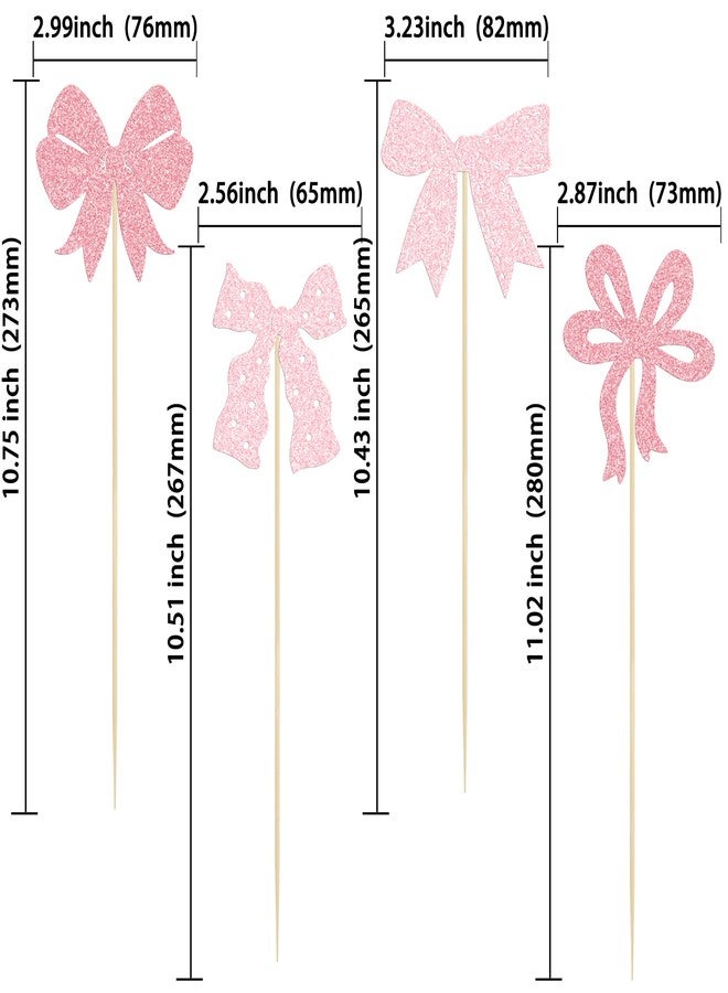 Ephlyn 12Pcs Pink Bow Centerpiece Sticks Bow Birthday Table Flower Centerpieces Sticks Bowknot Floral Decorations for Baby Shower Birthday Party Supplies Light Pink - Image 2