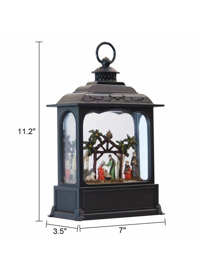 Wondise Christmas Musical Snow Globe Lantern with 6 Hour Timer, 11.2 Inch USB Cord & Battery Operated Spinning Water Glitters Lighted Singing Snow Globe Lantern Christmas (Nativity) - Image 2