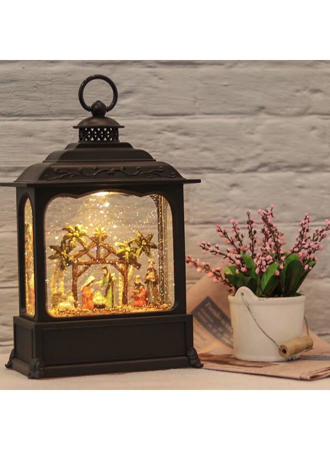 Wondise Christmas Musical Snow Globe Lantern with 6 Hour Timer, 11.2 Inch USB Cord & Battery Operated Spinning Water Glitters Lighted Singing Snow Globe Lantern Christmas (Nativity) - Image 5