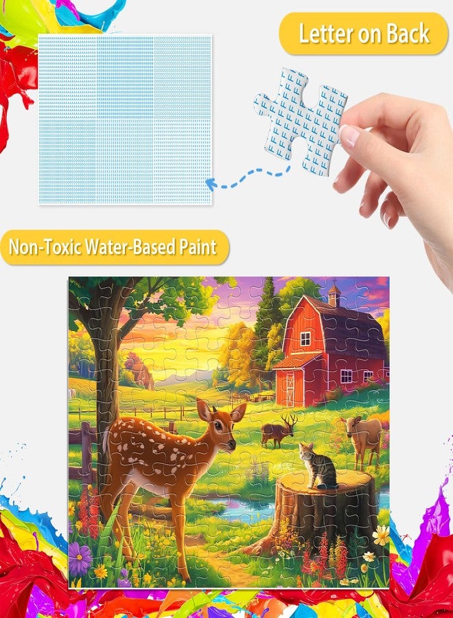 Biarek 100 Pieces Jigsaw Puzzles for Adults - Deer Cat Puzzles for Kids Ages 4-6 6-8 8-10 10-12 Kids Learning Educational Puzzle Toys for Boys and Girls - Farm Kitten and Cow - Image 5