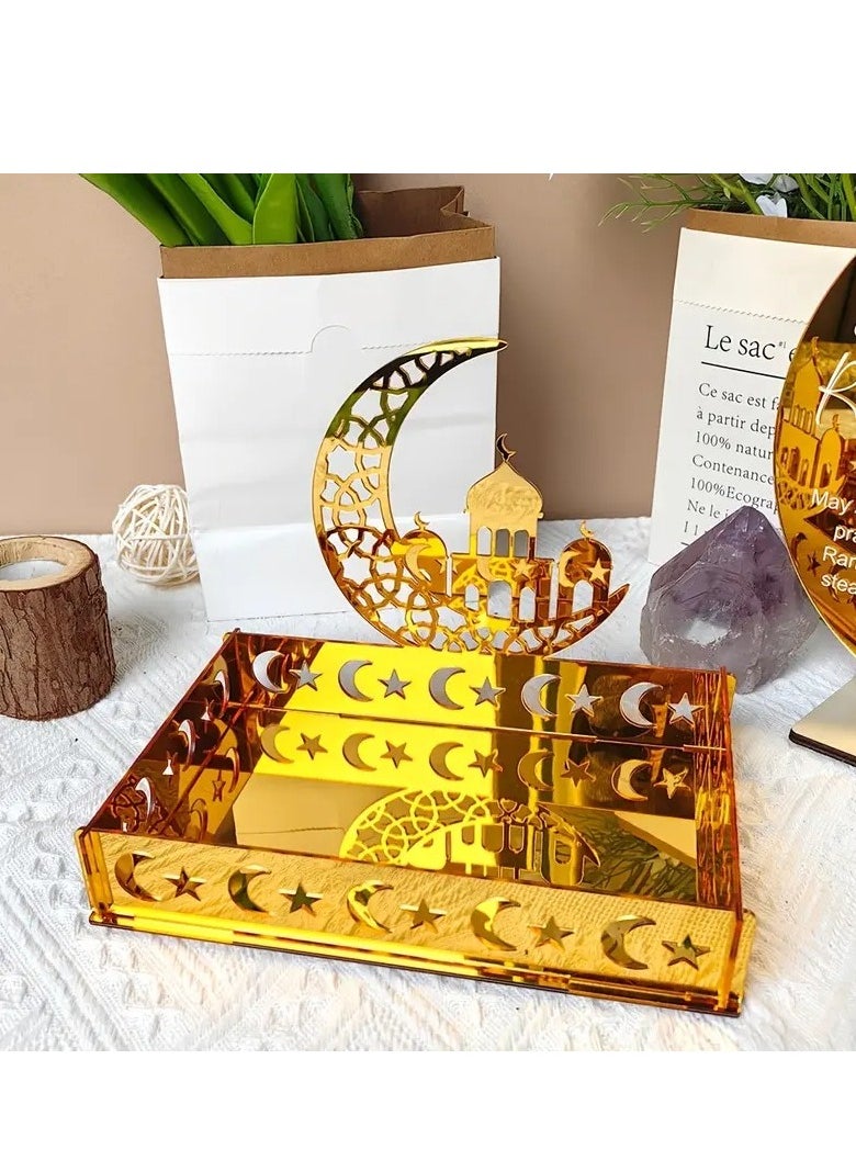 Home Care Elegant Ramadan Festival Acrylic Fruit Plate & Jewelry Organizer - Versatile for Daily Decor & Celebrations, No Power Needed  - Image 1