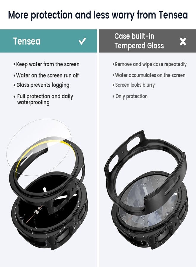 Tensea تينسيا [5+5 حزمة لجراب واقي شاشة سامسونج جالاكسي ووتش 8 مقاس 44 مم، ملحقات، حافة صلبة من PC/زجاج مقسى مضاد للضباب عالي الدقة، مجموعة غطاء الوجه، جراب جالاكسي ووتش 8 للنساء والرجال - Image 3
