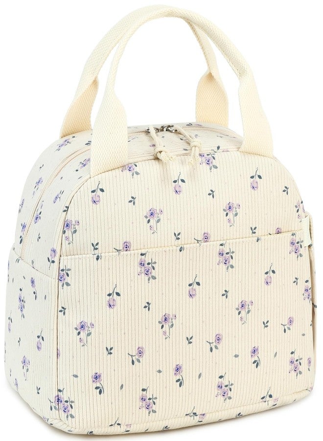 LEDAOU Lunch Box for Women Insulated Lunch Bag Corduroy Lunch Tote Bags Leakproof Cooler Lunch Case for Travel Work Picnic - Image 1