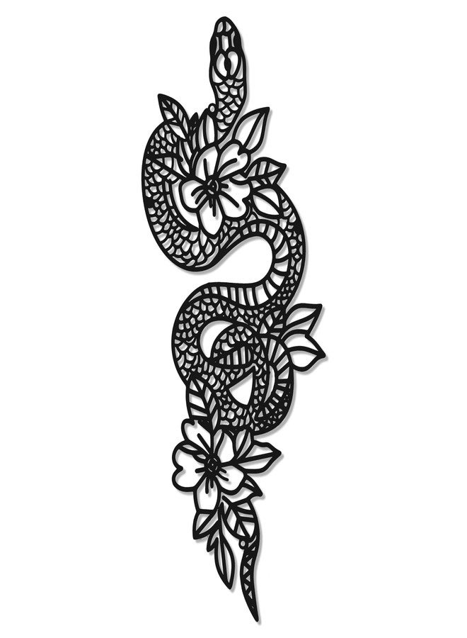 Shimeyao Snake Wall Art Gothic Metal Snake Bedroom Decor Floral Animal Hanging Decor Goth Wall Art Aesthetic Witchy Hanging Boho Decorations for Apartment Bedroom Bathroom - Image 1
