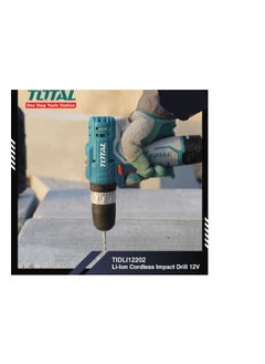 TOTAL Super Total 12V Lithium-Ion Cordless Impact Drill - 3 Function TIDLI12202, 20Nm Max Torque, 400-1500 RPM, 22500 BPM, LED Light, 18+1 Torque Settings, Includes Bits & Carrying Case  - Image 5