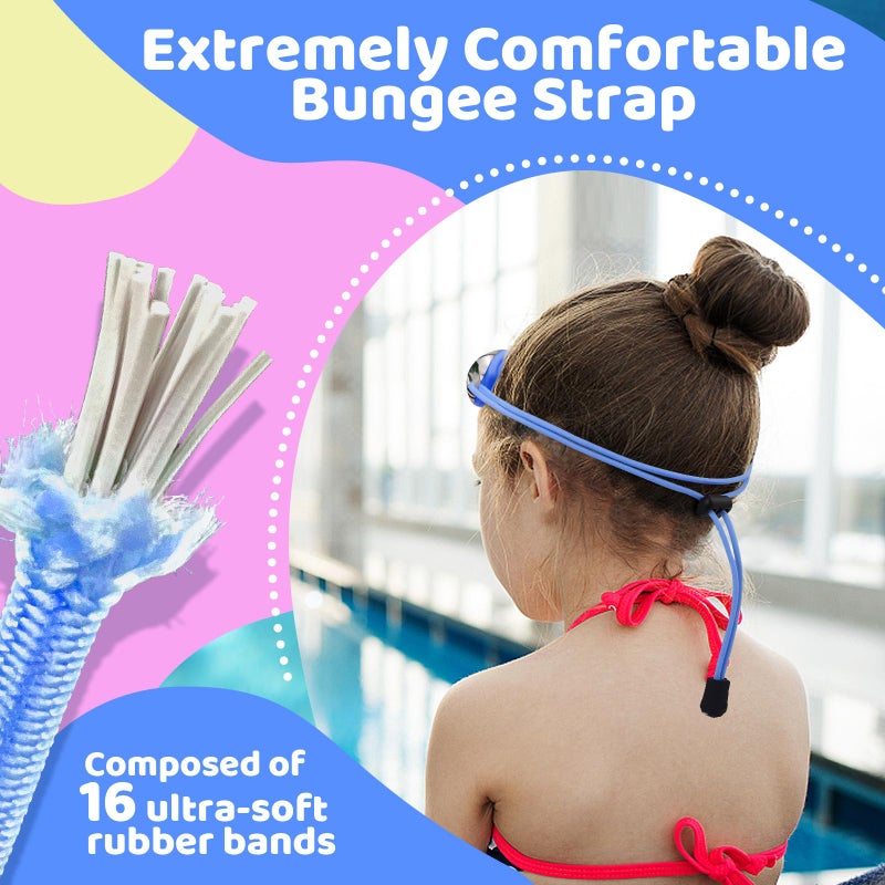 Vvinca Kids Swim Goggles with Bungee Strap No Leaking Anti Fog Toddler Goggles with Quick Adjust Ages 3-14 - Image 3