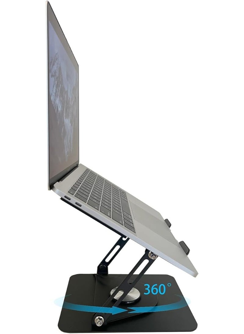 حامل لابتوب دوار 360° مع مروحة تبريد مدمجة – يدعم أجهزة 12"-17" حتى 5 كجم، جسم من الصلب المقاوم للصدأ - Image 2