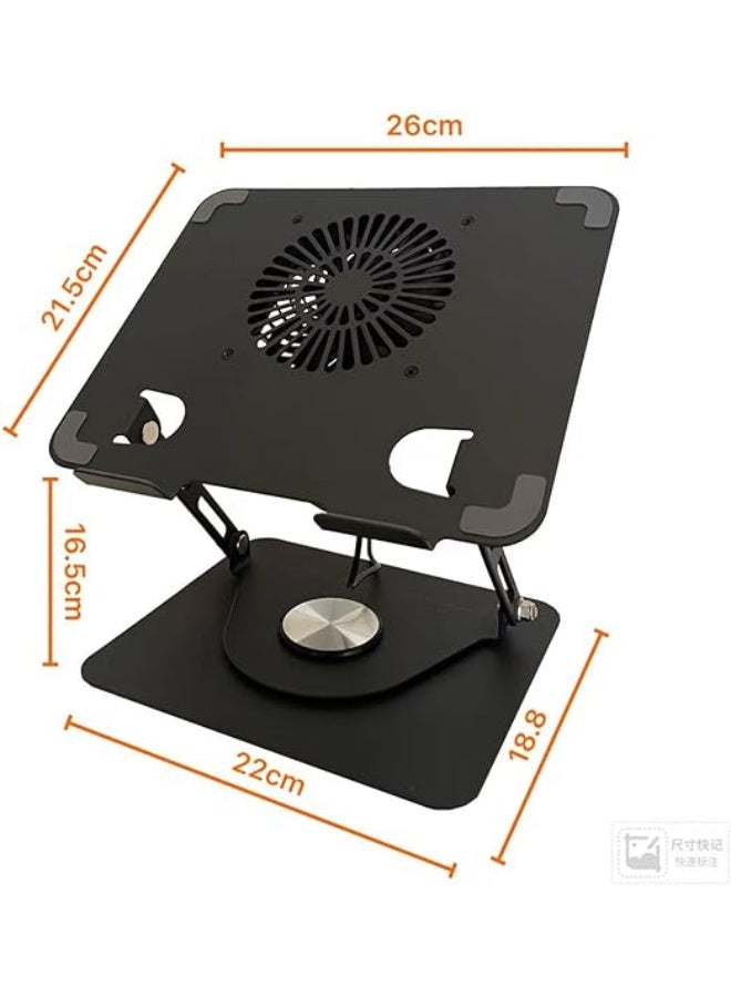 حامل لابتوب دوار 360° مع مروحة تبريد مدمجة – يدعم أجهزة 12"-17" حتى 5 كجم، جسم من الصلب المقاوم للصدأ - Image 5