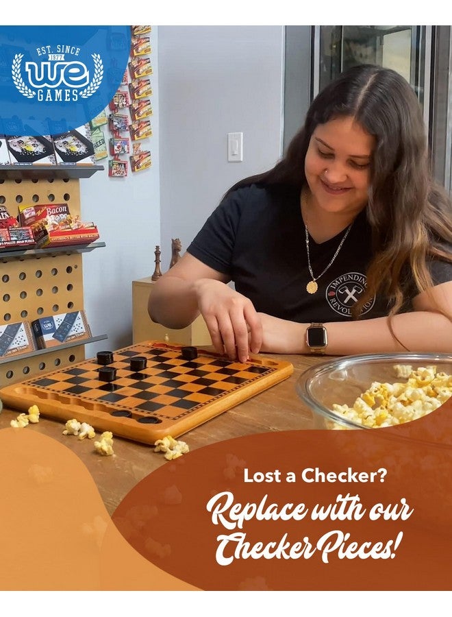WE Games Wooden Checkers Pieces with Drawstring Storage Bag - 24 Checker Pieces Only - Red & Black, 1.5-inch Diameter - Image 2