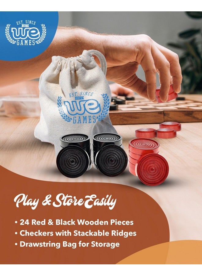 WE Games Wooden Checkers Pieces with Drawstring Storage Bag - 24 Checker Pieces Only - Red & Black, 1.5-inch Diameter - Image 4