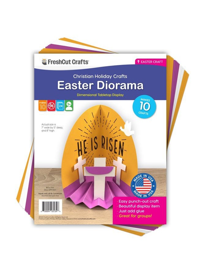 FreshCut Crafts Easter Diorama 3D Bible Craft Kit Easy 3-D Punch-Out Bible Craft Perfect for Creating Tabletop Display. Ideal for Sunday School and Classrooms, US Made Quality Card Stock. (10 Pack) - Image 1