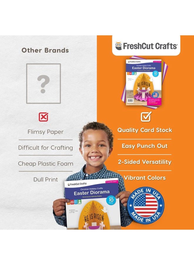 FreshCut Crafts Easter Diorama 3D Bible Craft Kit Easy 3-D Punch-Out Bible Craft Perfect for Creating Tabletop Display. Ideal for Sunday School and Classrooms, US Made Quality Card Stock. (10 Pack) - Image 5