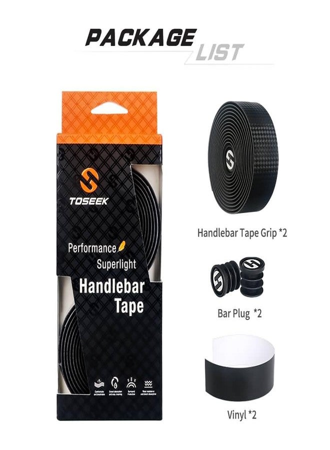 FCCRACING Toseek Handlebar Tape Set: 3k Carbon Weave, PU Leather, Black, Anti-Slip, EVA Comfort Grip, Road & Mountain Bike Bar Tape - Image 2