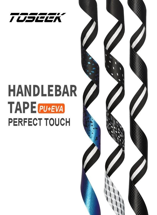 FCCRACING Toseek Handlebar Tape Set: 3k Carbon Weave, PU Leather, Black, Anti-Slip, EVA Comfort Grip, Road & Mountain Bike Bar Tape - Image 3