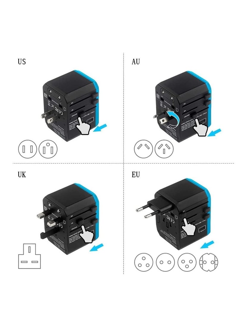 KASTWAVE Universal Travel Adapter, International Plug Adapter, 5.6A Smart Power 3.0A 4 USB 1 Type C, Power Adapter Travel Cha rger, Outlet Converter Worldwide (Type C/G/A/I)  - Image 3