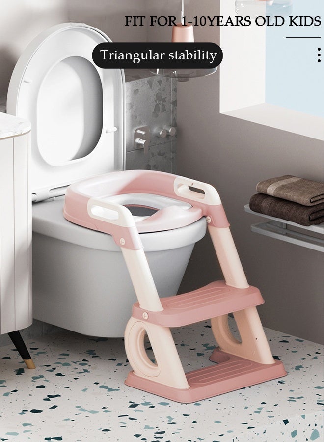 DUNISO Potty Training Toilet Seat For Boys Girls, Toddler Toilet Seat With Step Stool Ladder, Foldable Toddler Potty Seat For Toilet With Non-Slip Design, Adjustable Height - Image 3
