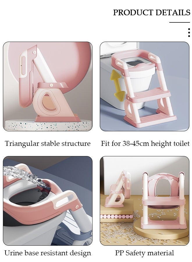 DUNISO Potty Training Toilet Seat For Boys Girls, Toddler Toilet Seat With Step Stool Ladder, Foldable Toddler Potty Seat For Toilet With Non-Slip Design, Adjustable Height - Image 2