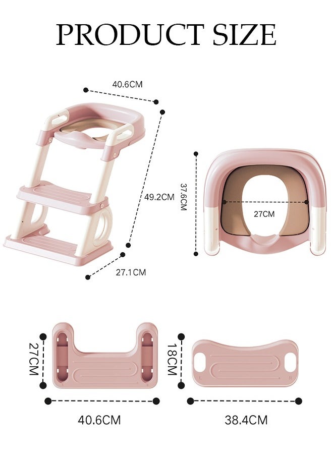 DUNISO Potty Training Toilet Seat For Boys Girls, Toddler Toilet Seat With Step Stool Ladder, Foldable Toddler Potty Seat For Toilet With Non-Slip Design, Adjustable Height  - Image 4