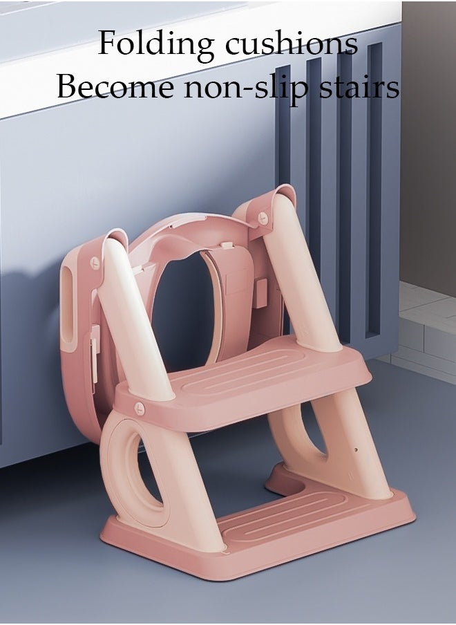 DUNISO Potty Training Toilet Seat For Boys Girls, Toddler Toilet Seat With Step Stool Ladder, Foldable Toddler Potty Seat For Toilet With Non-Slip Design, Adjustable Height  - Image 3