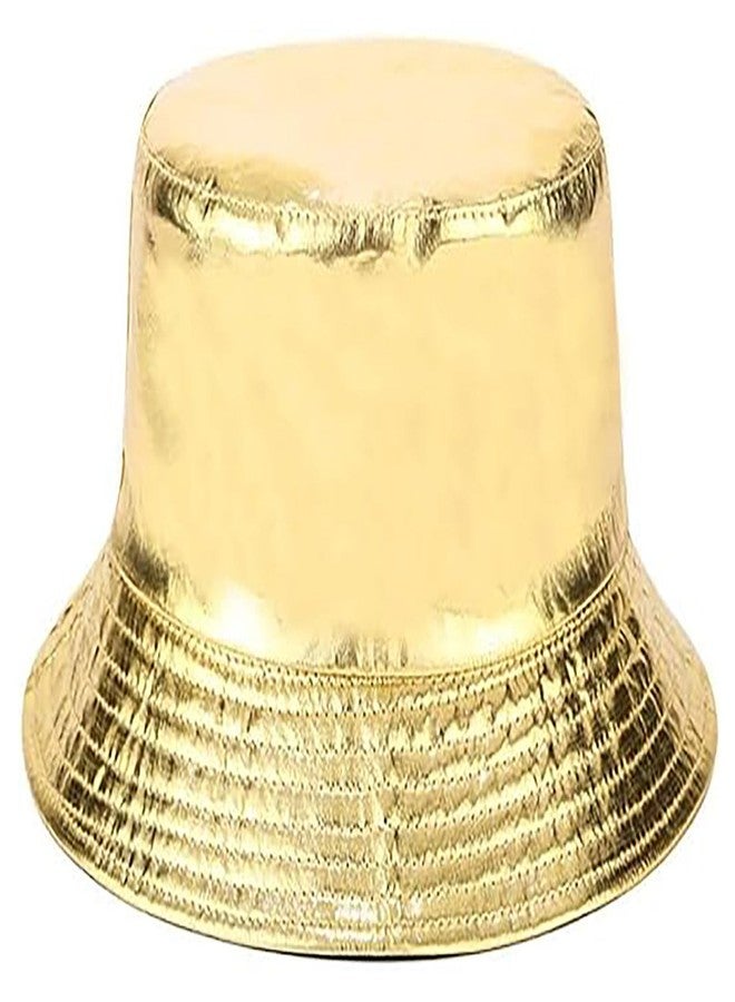Joylife Metallic Bucket Hat Trendy Fisherman Hats Unisex Reversible Packable Sun Cap, Gold - Image 1