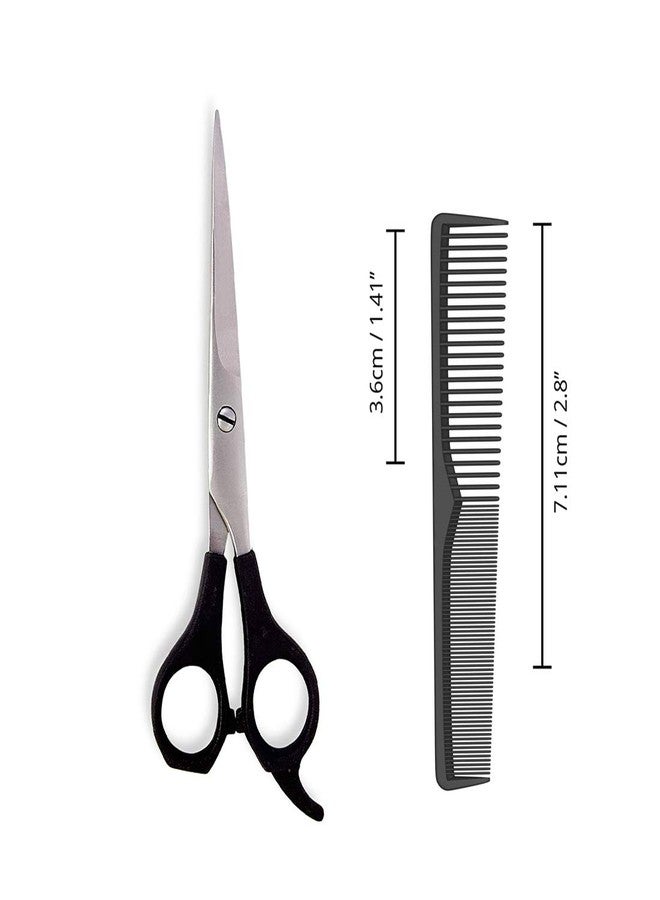 Verceys مقص ومشط حلاقة أسود من فيرسيز (S-120 Comb-6924) لقص الشعر وتشذيب اللحية والشارب (أسود 6 بوصة) مضاد للكهرباء الساكنة (مقص واحد ومشط واحد) - Image 1