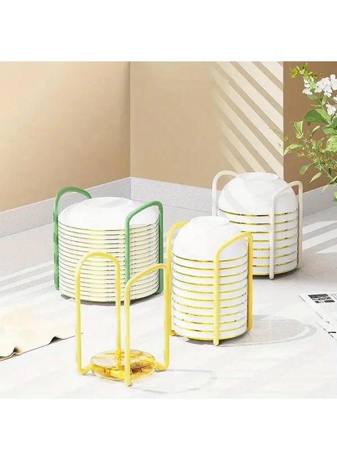 Foldable Space Saving Tabletop Stand White Heavy Duty Bowl Plate Utensil And Knife Organizer Rack Compact Countertop Or Cabinet Storage Easy Clean Kitchen Organizer For Home And Commercial Use - Image 1