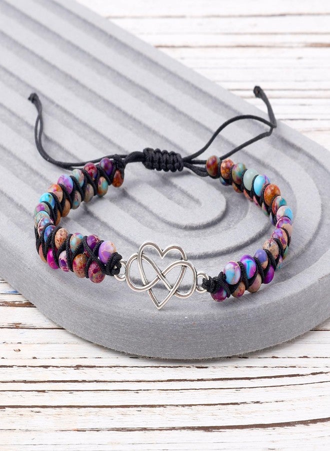 Mikovivi Bracelet for Granddaughter, Purple Alloy Forever Love Granddaughter Jewelry from Grandma Double Layer Bead Granddaughter Bracelet Adjustable Bracelet for Granddaughter - Image 4