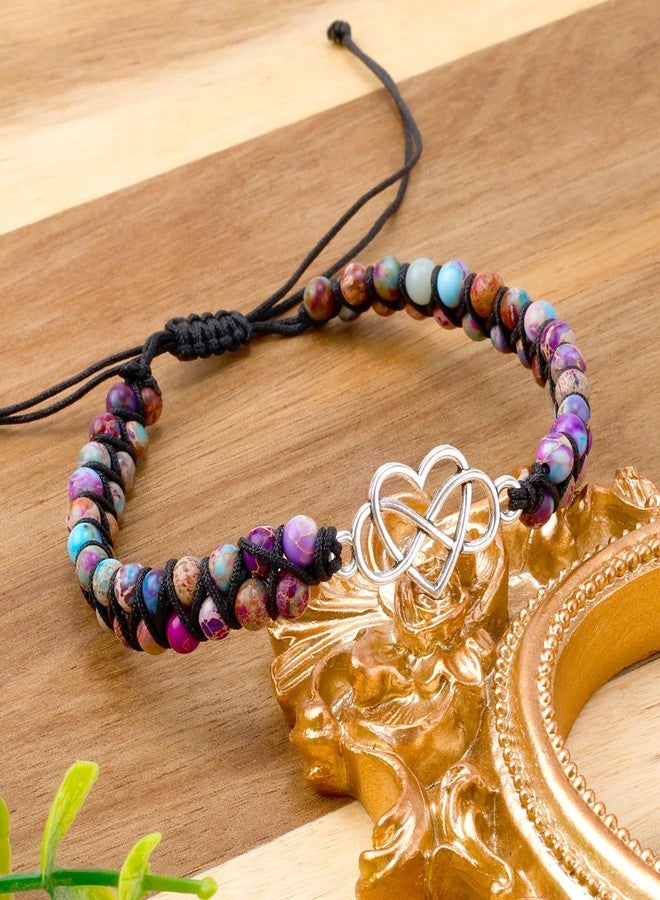 Mikovivi Bracelet for Granddaughter, Purple Alloy Forever Love Granddaughter Jewelry from Grandma Double Layer Bead Granddaughter Bracelet Adjustable Bracelet for Granddaughter - Image 5