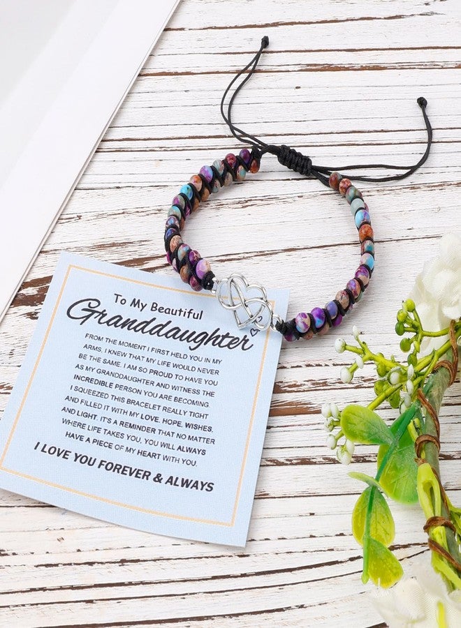 Mikovivi Bracelet for Granddaughter, Purple Alloy Forever Love Granddaughter Jewelry from Grandma Double Layer Bead Granddaughter Bracelet Adjustable Bracelet for Granddaughter - Image 3