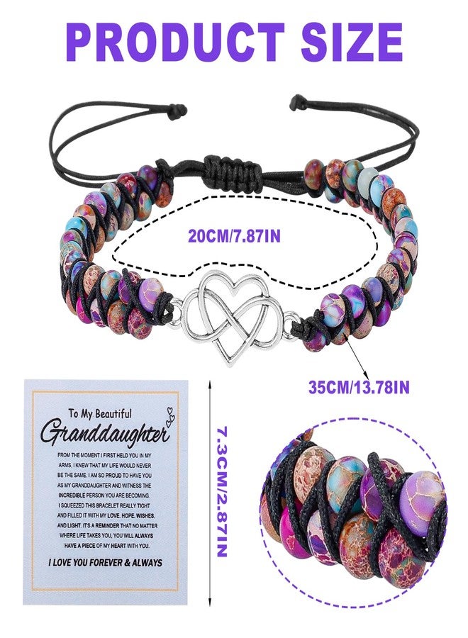 Mikovivi Bracelet for Granddaughter, Purple Alloy Forever Love Granddaughter Jewelry from Grandma Double Layer Bead Granddaughter Bracelet Adjustable Bracelet for Granddaughter - Image 2