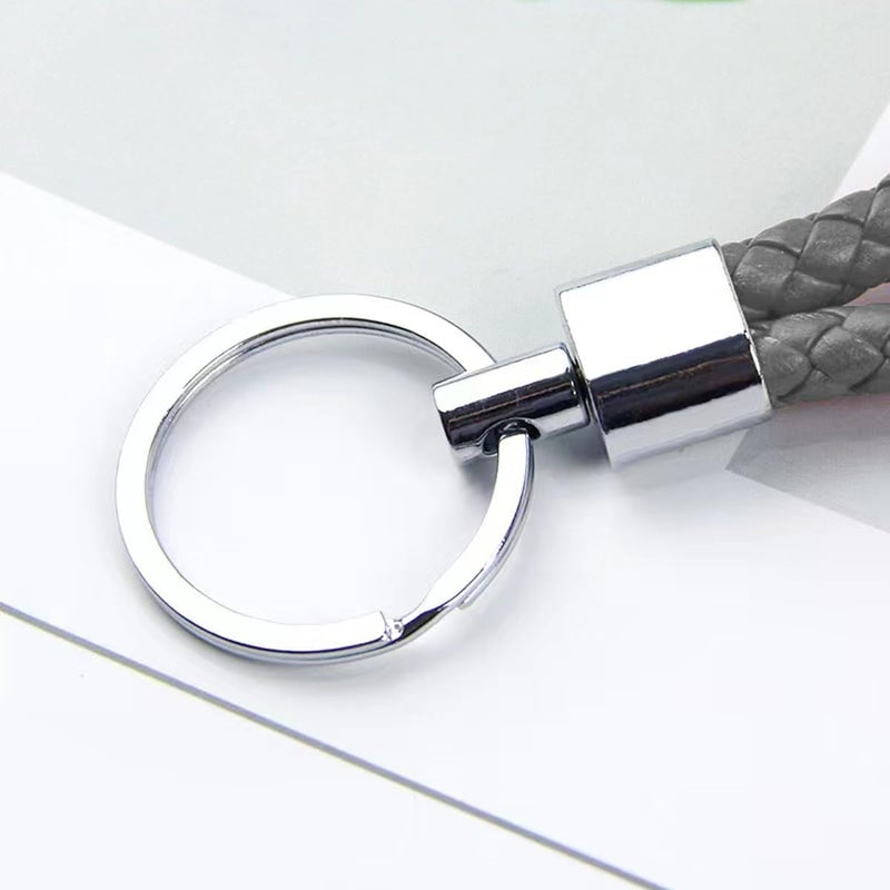 Pebipoo Braided PU Leather Keychain - Grey - Image 3