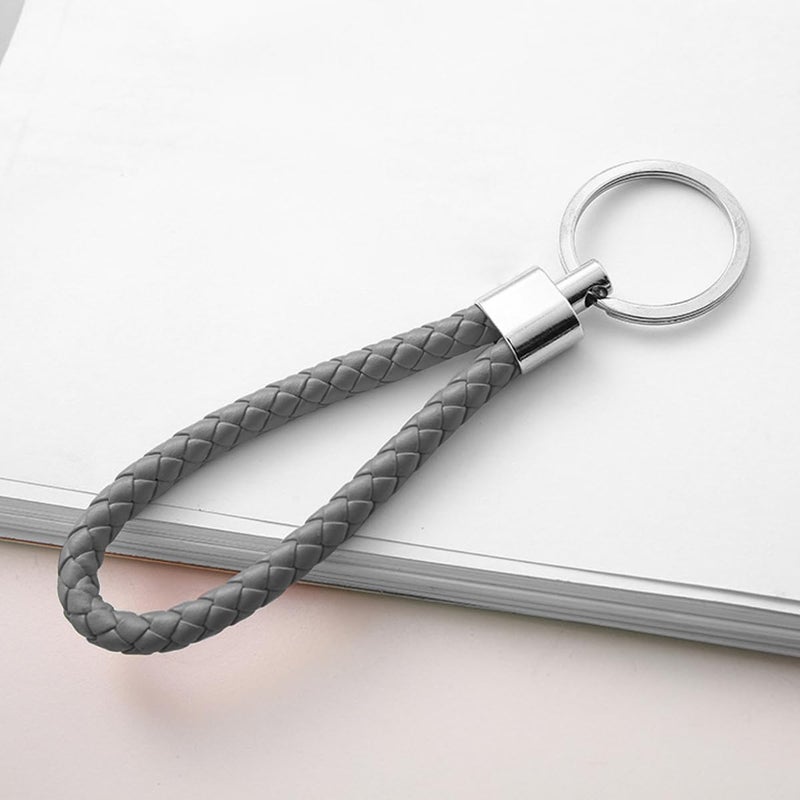 Pebipoo Braided PU Leather Keychain - Grey - Image 4