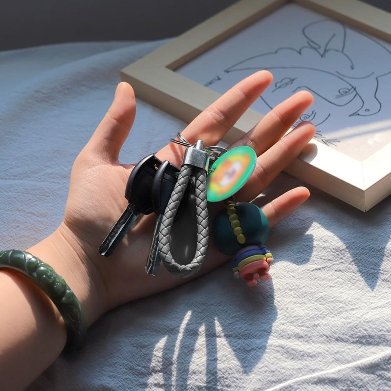 Pebipoo Braided PU Leather Keychain - Grey - Image 5