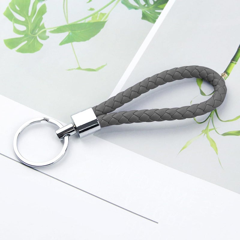 Pebipoo Braided PU Leather Keychain - Grey - Image 2