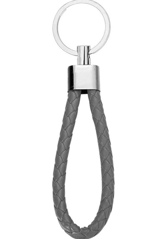 Pebipoo Braided PU Leather Keychain - Grey - Image 1