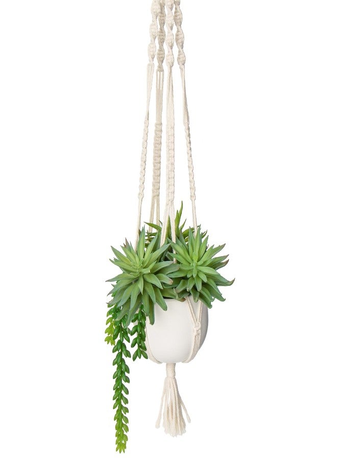 Briful Artificial Hanging Succulents in Ceramic Pot 29.5'' Fake String of Pearl Hanging Plants with Boho Hanging Macrame Planter for Home Office Bedroom Living Room Wall Hanging Decor - Image 1