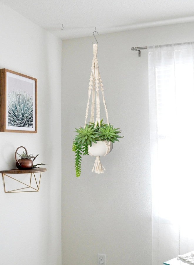 Briful Artificial Hanging Succulents in Ceramic Pot 29.5'' Fake String of Pearl Hanging Plants with Boho Hanging Macrame Planter for Home Office Bedroom Living Room Wall Hanging Decor - Image 3